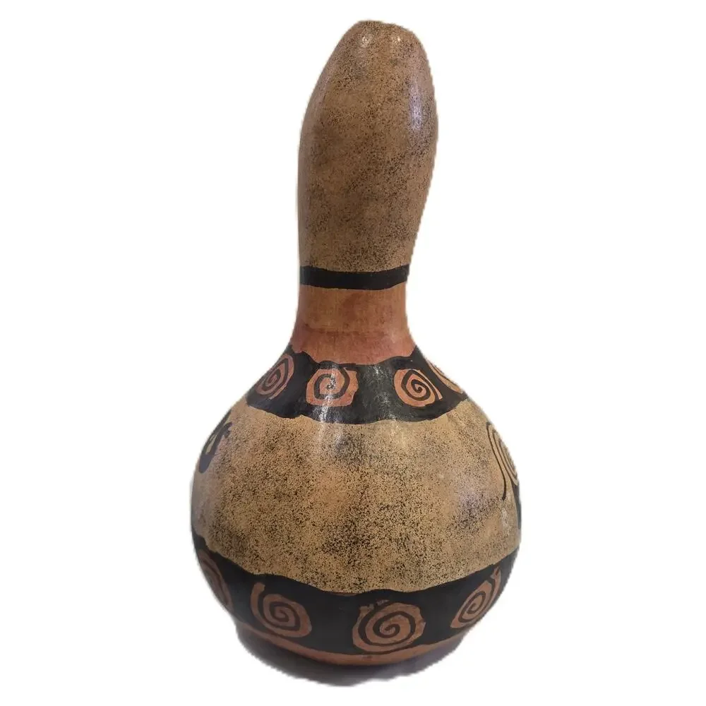 Vintage Hand-Painted Elephant Tribal Designs Gourd Kenya Folk Art 8